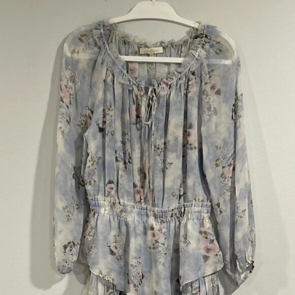 LOVESHACKFANCY Silk Floral Silk Mini Dress Size L - Picture 3 of 7